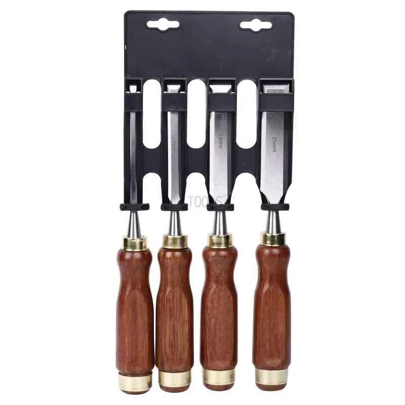 DMH-4PCS Woodworking Carving Chisel Kit Carpentry Flat Chisel Highspeed Steel Carving Knife Professional Woodworking Sculpture T