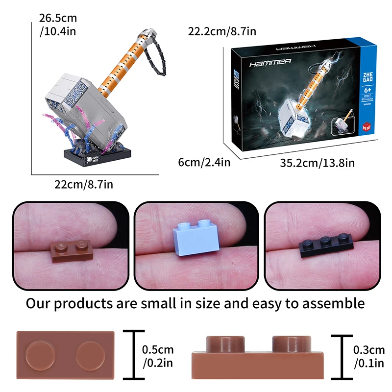 975 個クリエイティブサンダーハンマーモデルビルディングブロックトール武器 MOC 組み立てるレンガのおもちゃギフト子供のための