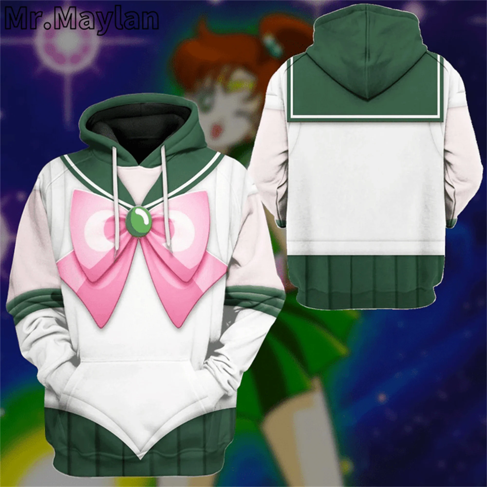 Sailor Jupiter Cosplay Apparel 3D Printed Unisex Hoodie Women Sweatshirt Girl's Streetwear Zip Pullover Casual Jacket Tracksuits