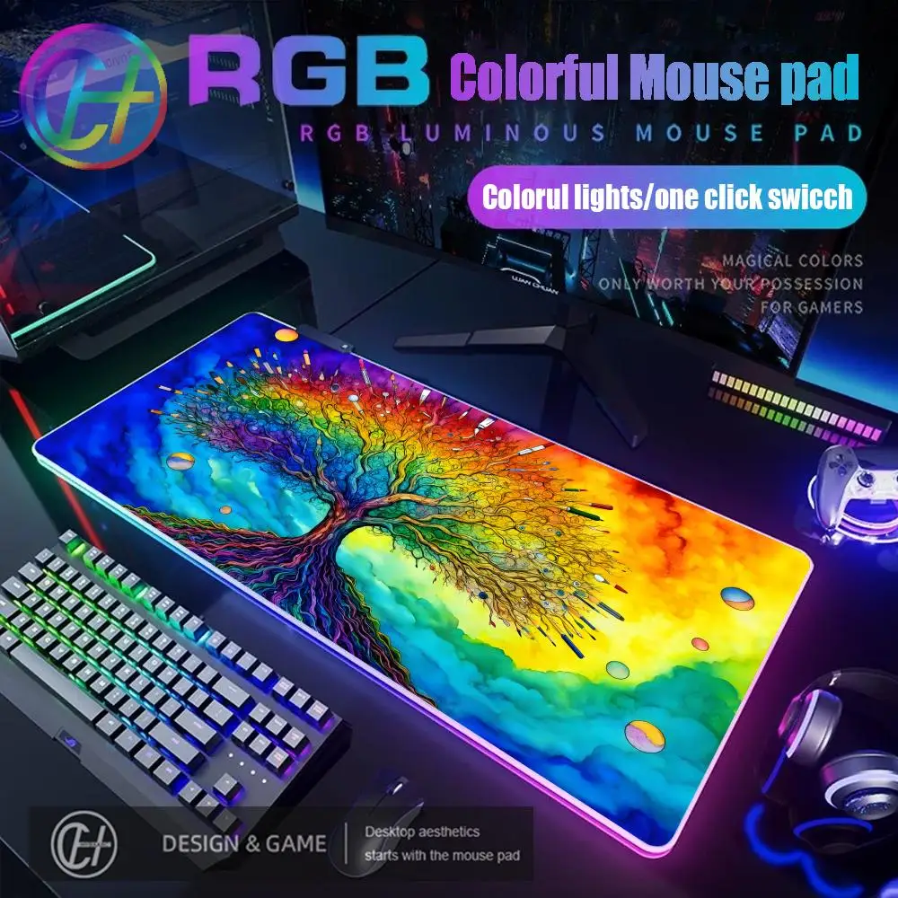 

Коврик для мыши Tree of Life RGB игровой коврик для мыши настольный коврик HD геймер большой светодиодный светильник XXL коврики для мыши ПК компьютерный ковер