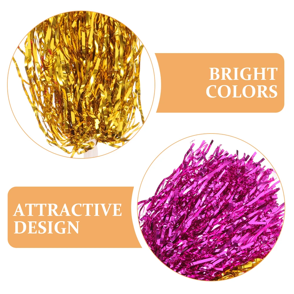 

9pcs Cheerleading Pom Poms Golden Silver Pink Balls Sports Event Prop Basketball Football Dance Competition Outdoor Activity