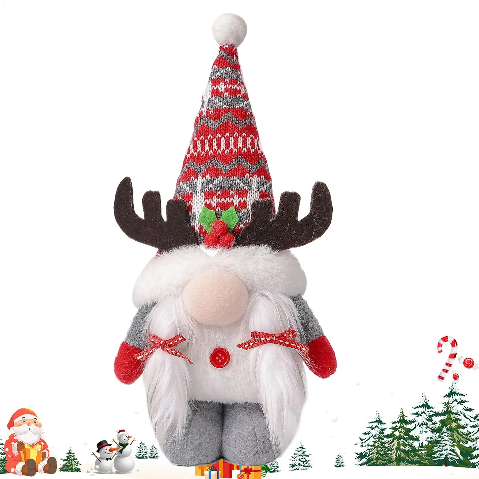 Gnomes Decorations For Home Christmas Gnome With White Beard Old Man Figure Ornament For Living Room Office Bedroom Table