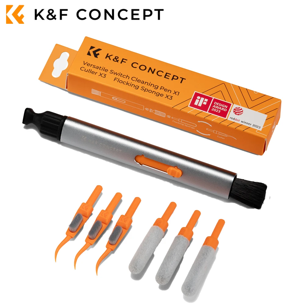 Zestaw do czyszczenia aparatu K&F CONCEPT 7-w-1 z wymiennym pisakiem czyszczącym, gąbką flokowaną*3, ściągaczem do osłon*3, zestaw do czyszczenia obiektywów