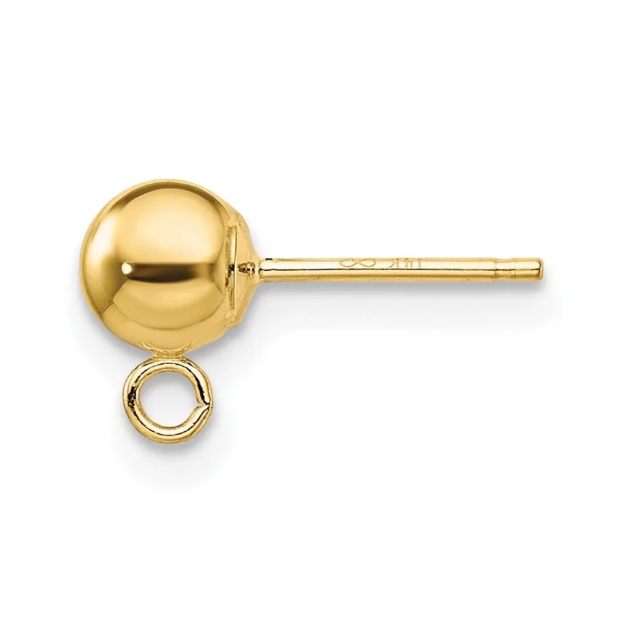 

14ky 5mm Lightweight Ball w Ring Post Earring Mounting