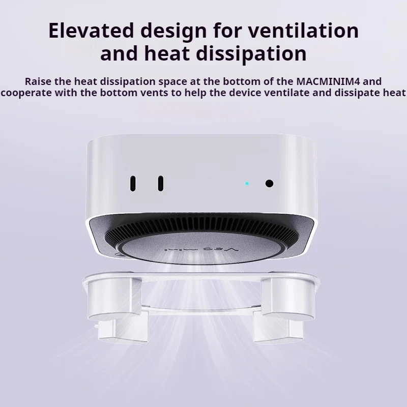Minisopuru Mac Mini M4 Stand Aluminium Aloi Desktop Cooling Bracket Stand untuk Mac Mini M4/M4 Pro 2024