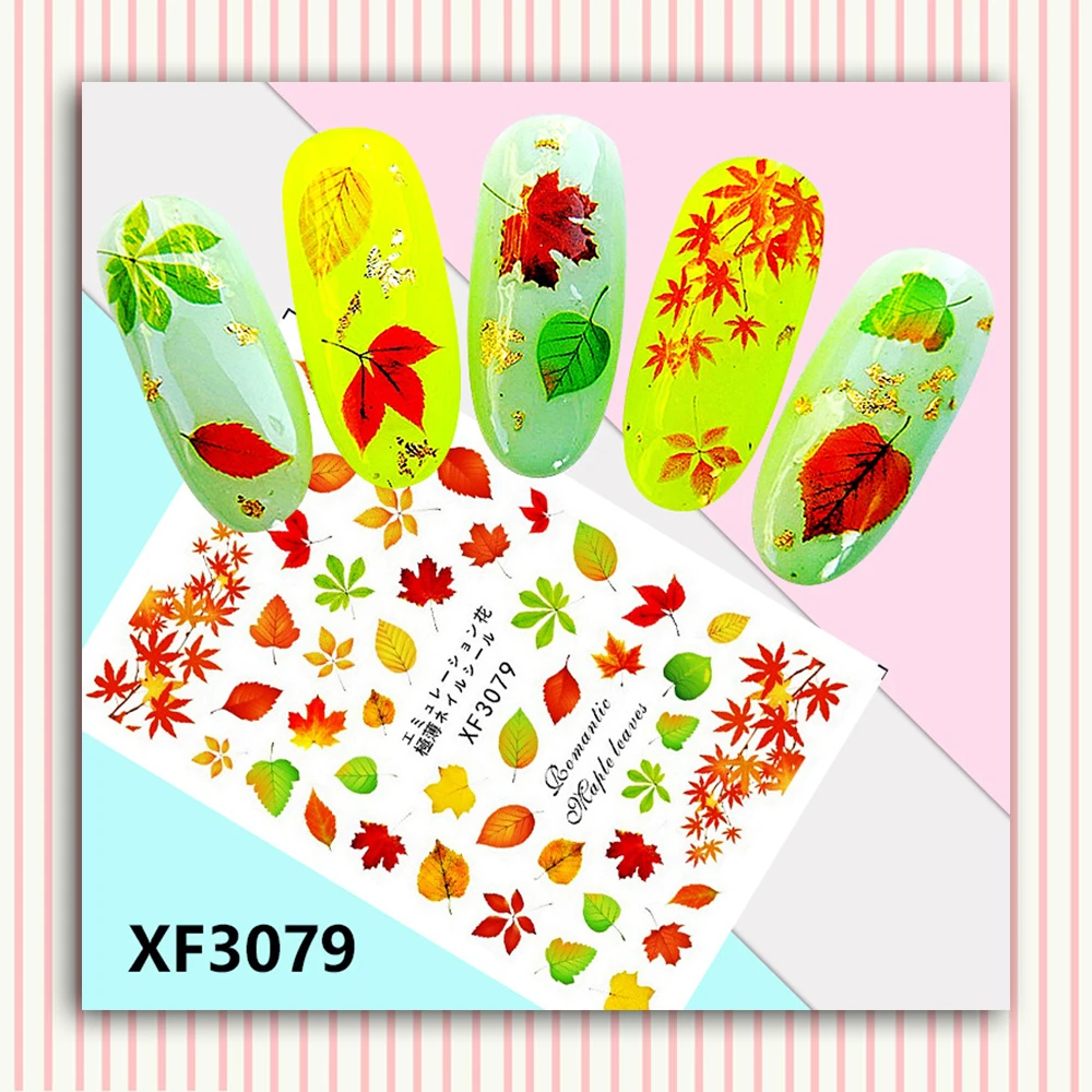 10PCS Animals Dandelion Nail Art Stickers Anchor Text Nail Art Deco Decals 3D Adhesive Stripes Strawberries Nail Sliders