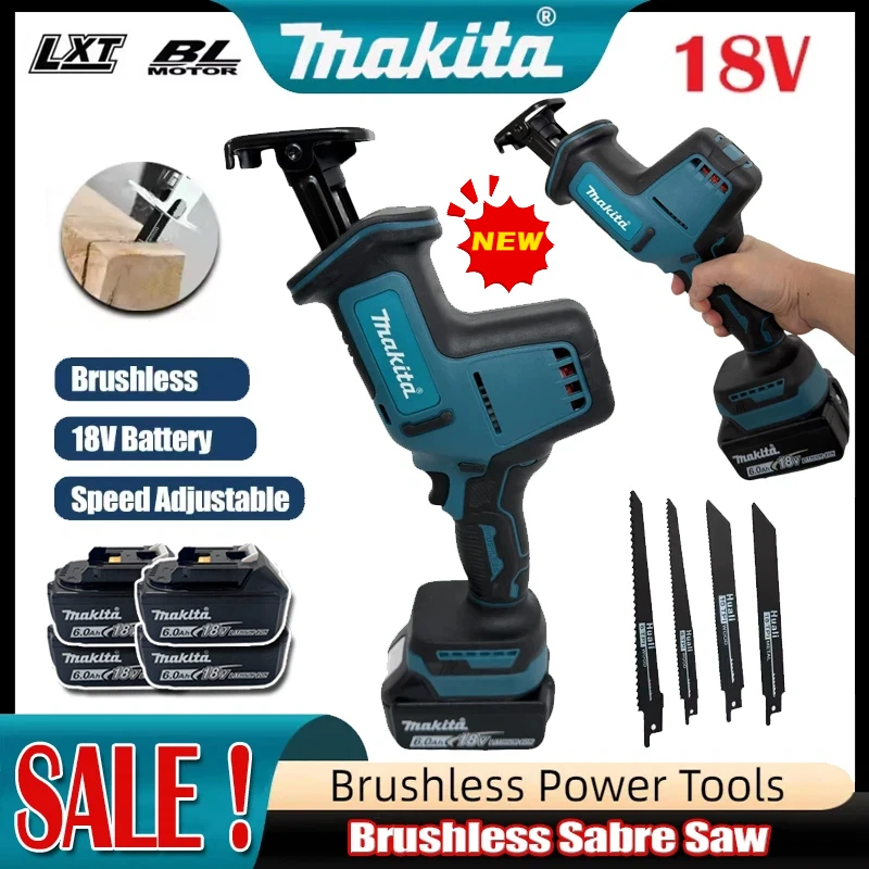 

2026 Makita Cordless Brushless Reciprocating Saw Speed Adjustable Brushless Metal Wood Electric Saw Power Tool For 18V Battery