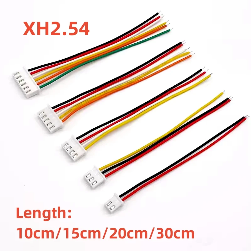 10pcs XH2.54 Electronic Wire Single Head Tin Plated Connecting Wire 10cm/15cm/20cm/30CM XH 2.54mm Pitch Cable 2/3/4/5/6/7/8/10P