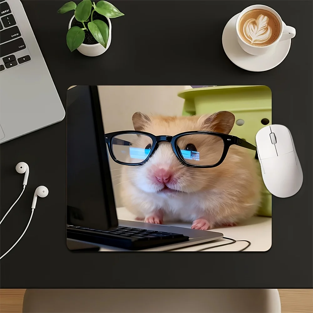 Brand Cartoon Hamster Mouse Pad Iron Art Small Desk Mat Non-Slip Rubber Gaming Pad For PC Programmers Modern Office Decor