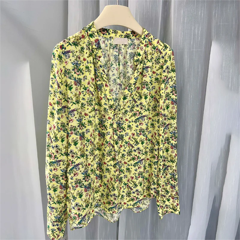 Zadig Women Blouses Casual Floral Print Yellow Shirt Tops Female Youthful Chic Long Sleeve Botton Elegant Blouses Lady Clothing