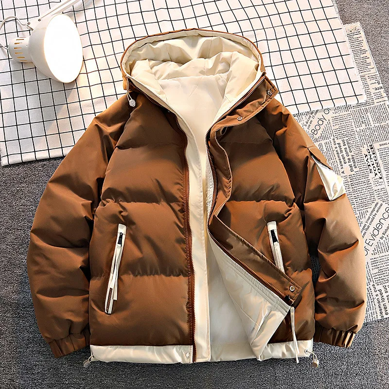 Männer Winter Baumwolle Jacke mit Kapuze Outdoor Dicke Warme Mode Männlichen Kleidung Neue Casual Einfarbig Männer Mit Kapuze Parkas Winddicht