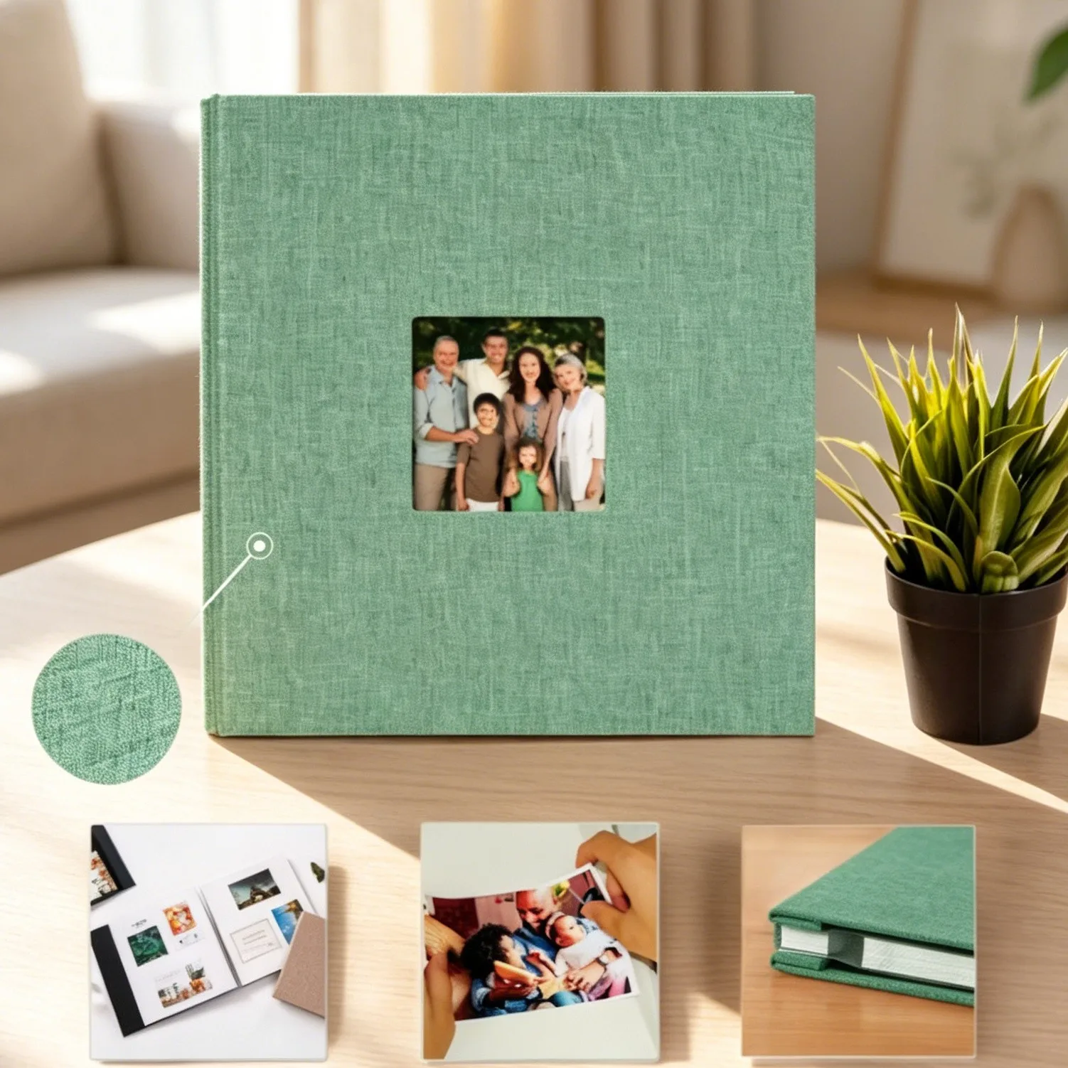 Linen Front Window Scrapbook 16 Inch 20 Sheets 40 Pages, Large Family Wedding DIY Memory Book