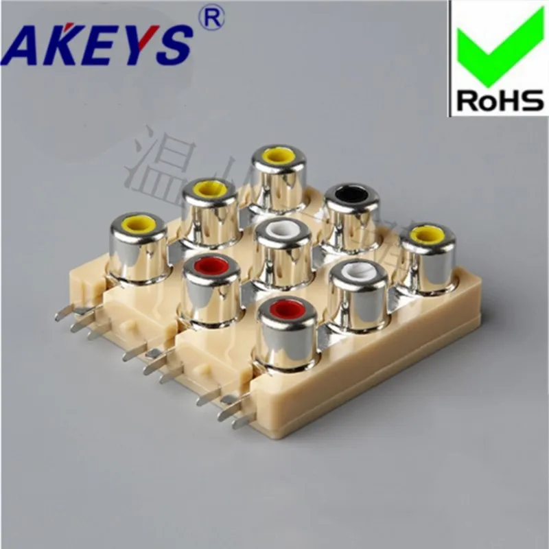 1 unidad AV con enchufe central asiento RCA de 9 pies PCB de nueve orificios enchufe de audio y vídeo soldado asiento Lotus AV9-8.4-41