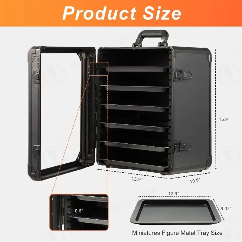 Black Transparent Display Case, Large Capacity Portable Storage Box, Tool Organizer Container for Figure Model Collectibles