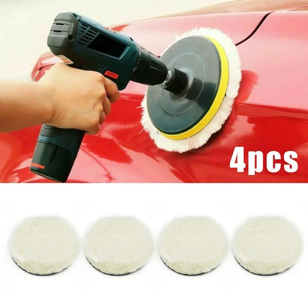 4PCS 3inch Wool Waxing Buffing Polishing Pad Bonnets Sanding Car Buffer Plate 3-inch Cleaning Tool Polishing Disc