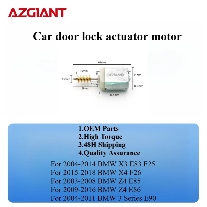 

AZGIANT Car door lock actuator motor for BMW X3 E83 F25/BMW X4 F26/BMW Z4 E85/BMW Z4 E86 Brand new high quality replacement OEM