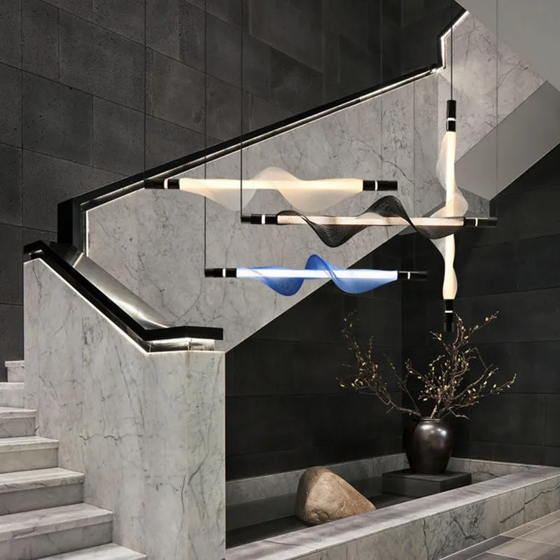 Imagem -02 - Postmodern Long Strip Pendant Lamp Luz Italiana para Restaurante Sala e Quarto Art Led Designer Chandelier