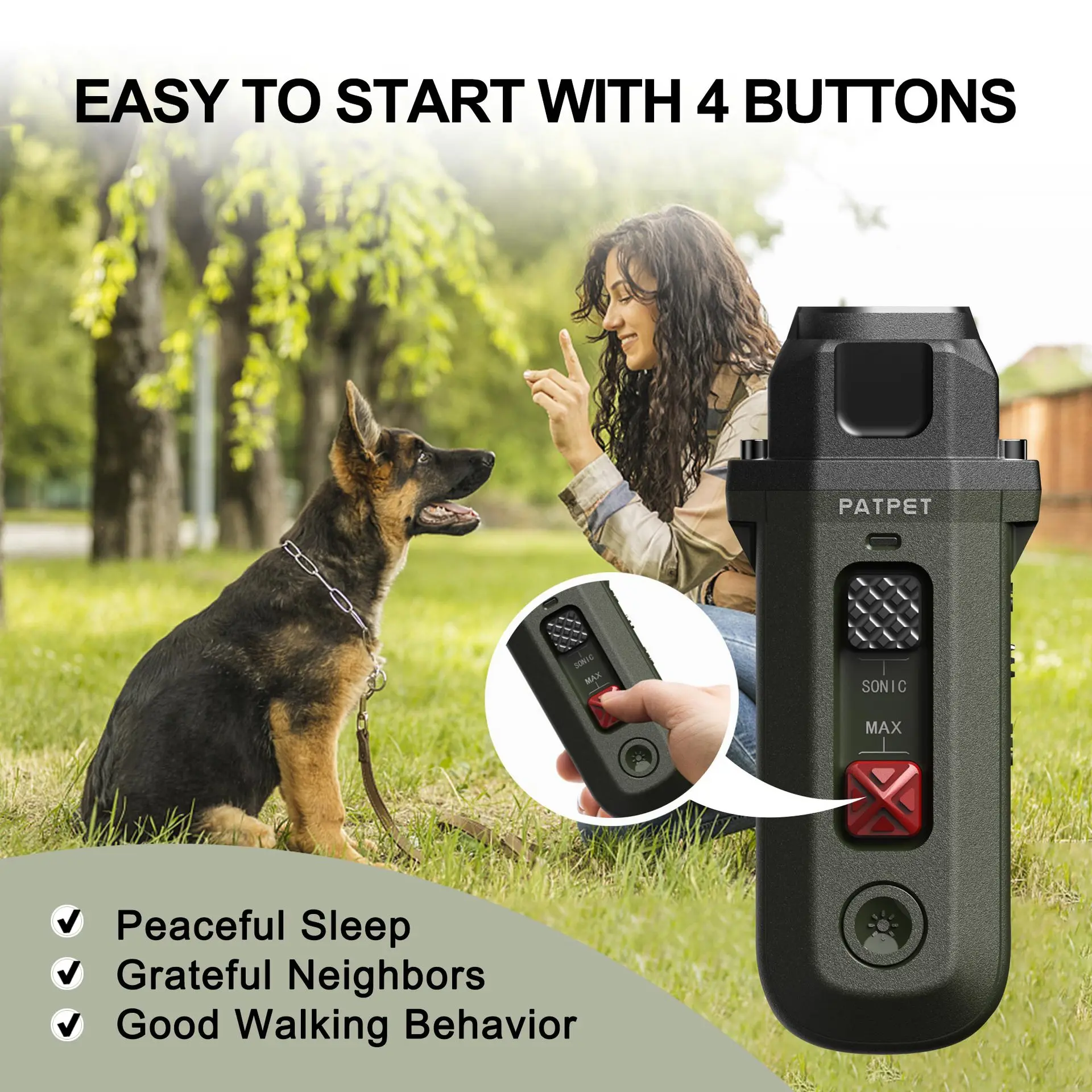 Ultrasonic Dog Trainer Multiple Sizes Versatile And Harmless For Dogs With Flashing Lights And Handheld Dog Driver Pet Supplies