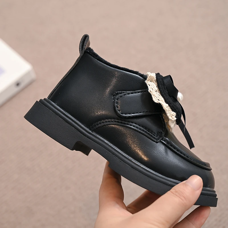 أحذية جلدية صغيرة للفتيات 2025 طراز جديد بفيونكة على الطراز البريطاني من الصوف أحذية الأميرة الدافئة والمتعددة الاستخدامات والمريحة #6