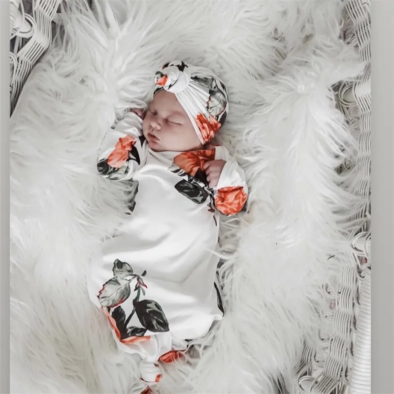 Baby Swaddle Blanket and Bandana Donut/Ruffle Hat Newborn Cotton Swaddle Wrap Set 2 Piece Set