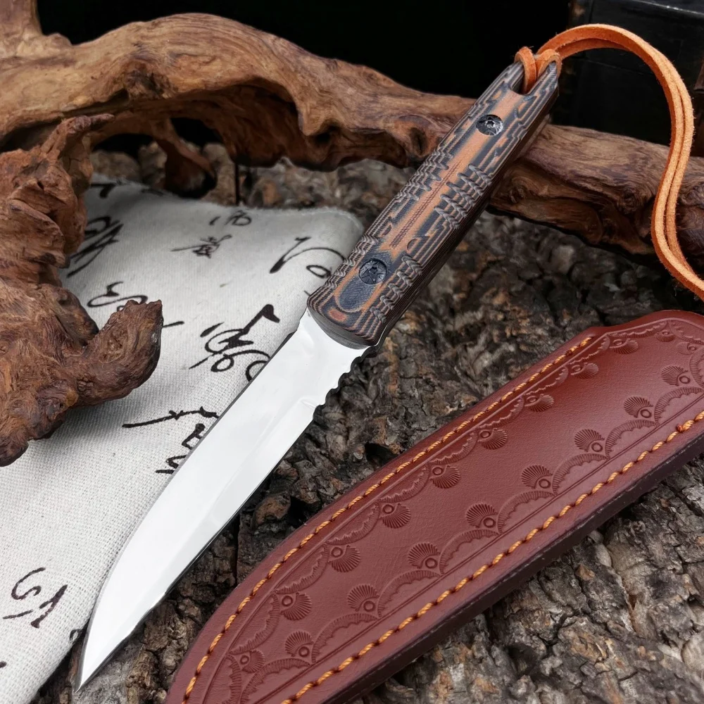 

High-quality EDC Wilderness Hunter Straight Knife Multi-functional Outdoor Adventure Camping Gear D2 Steel Blade Non-slip Handle