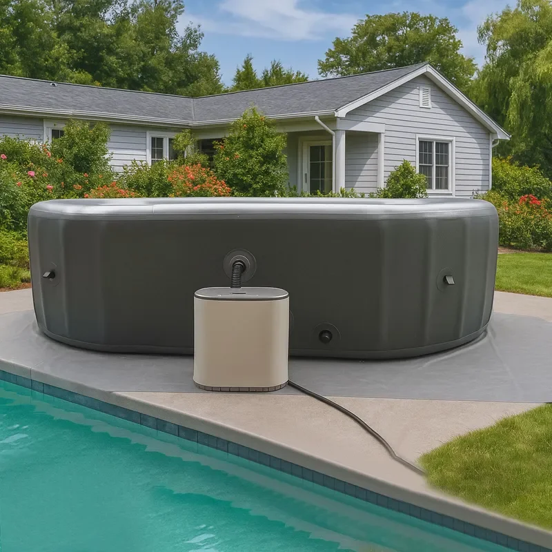 Oval Inflatable Spa Pool Portable Hot Tub with Wave Bubble Massage System for Outdoor Garden Relaxation and Hydrotherapy Use