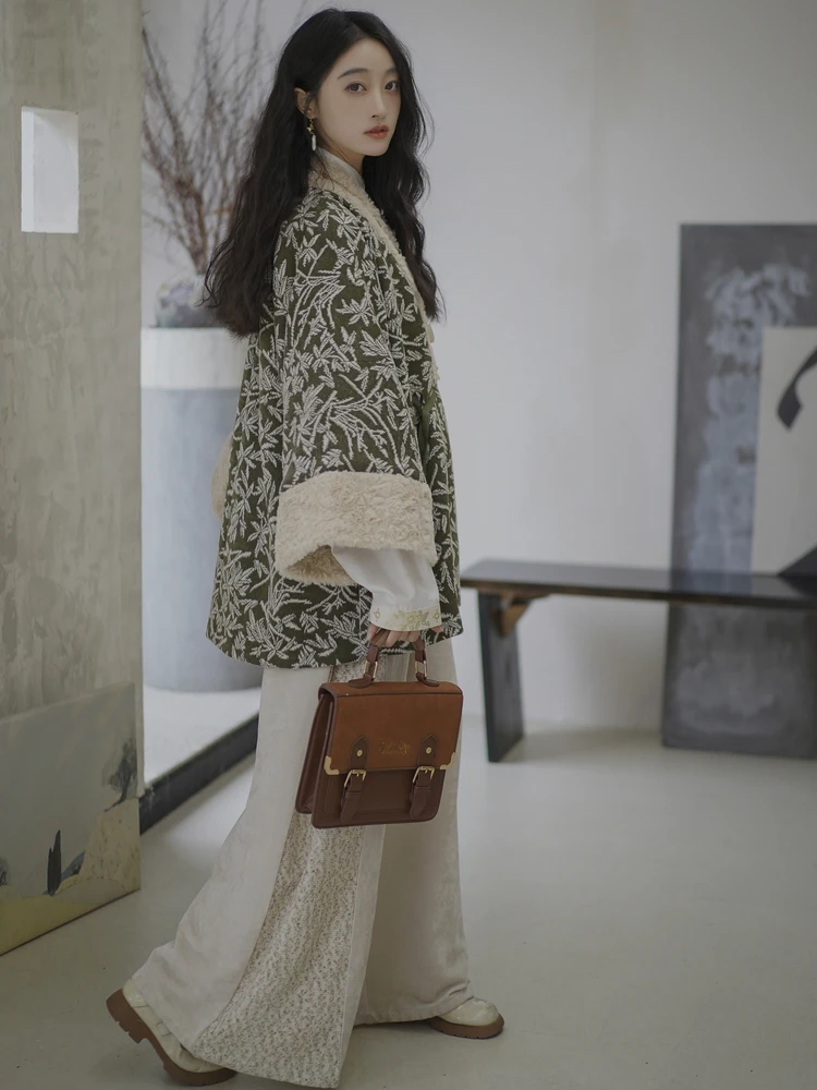 

Комплект Hanfu из осенней коллекции с бантом и широкими брюками для женщин, зима 2025