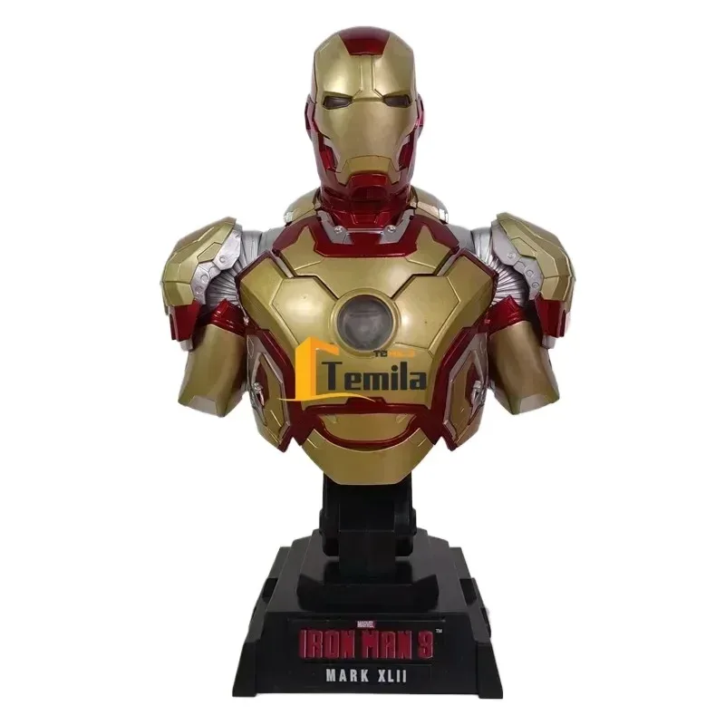 23 cm Avengers Lichtgevende Iron Man Standbeeld 1/4 Schaal Half Body MK43 MK42 MK7 Superheld Model Beeldje Cadeau voor Verjaardag Kerst