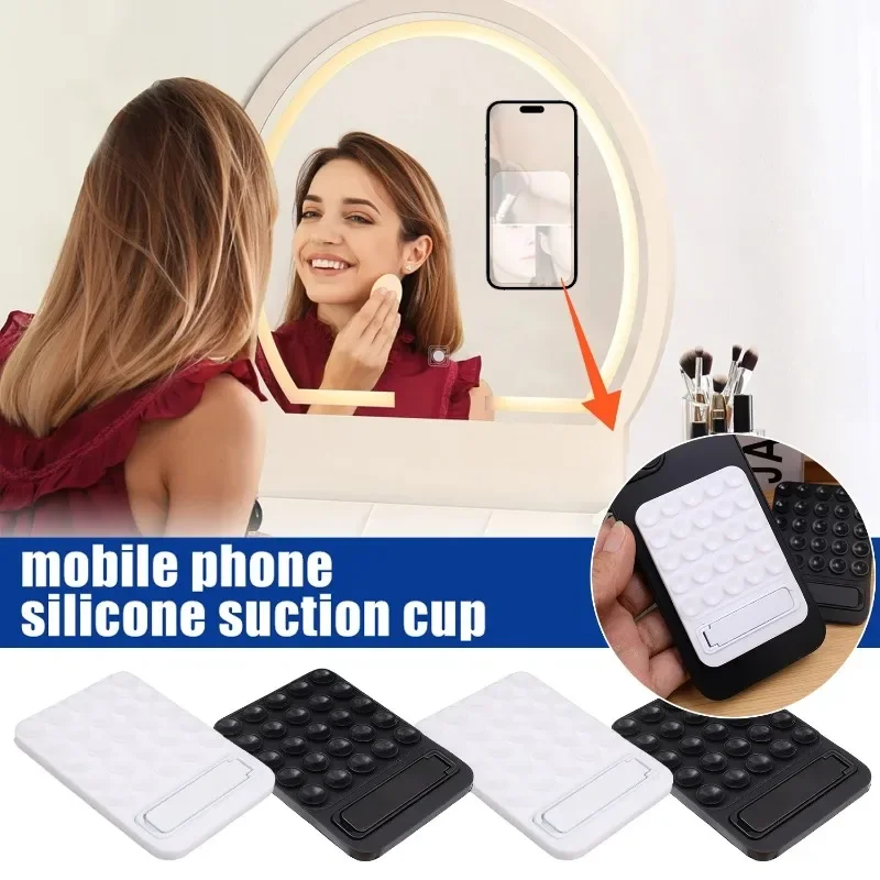 Multifunctional Soft Silicone Suction Phone Holder with Kickstand Self Adhesive Cellphone Holder Mount Sticky Grip Suction Stand