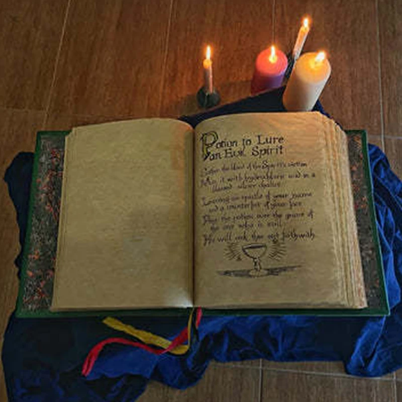 Book Of Shadows Green Cover Bound Blank And Lined Journal 350 Pages Spells Records Spellbook Retro Gifts