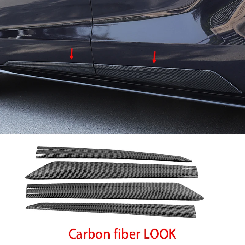 Car Moulding Accessories For Toyota Sienna 2021 2022 2023 ABS Chrome black Carbon Door Side Body Molding Cover Kit Trim 4PCS