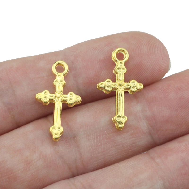 20 Pieces 11x21mm Two Colors Cute Cross Crucifix Charms Pendant For Diy Jewelry Making