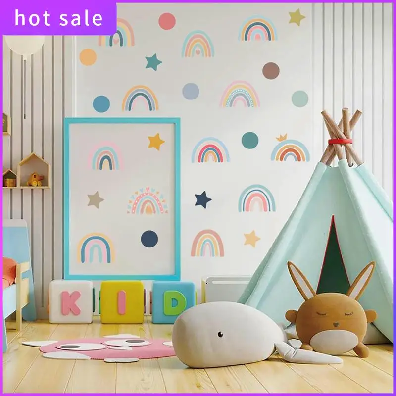 LICG-Boho Rainbow Wall Decals Watercolor Rainbow Polka Wall Stickers Baby Nursery Girls Bedroom Wall Decor