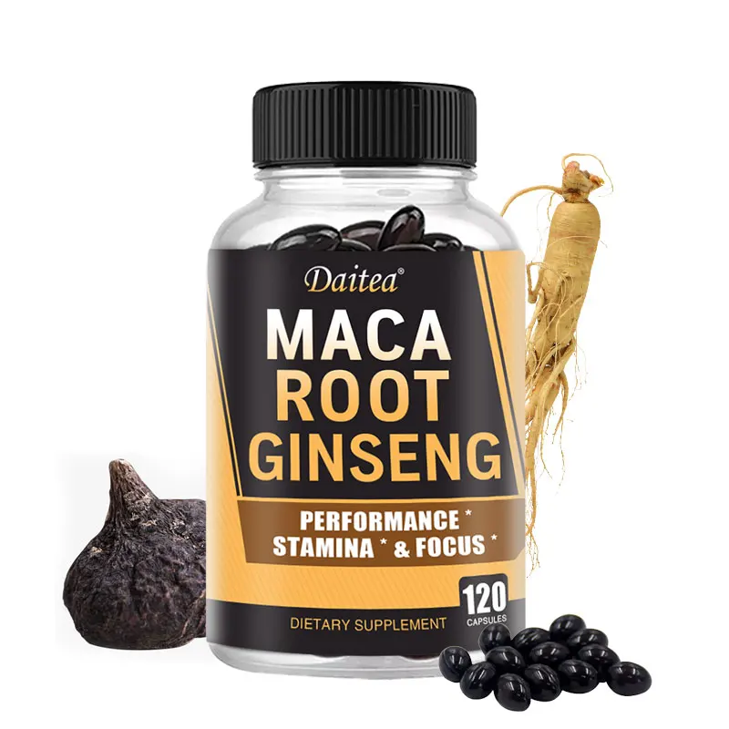 Maca Root Ginseng Supplement - Supports Energy, Muscle Growth, Endurance, Focus & Anti-Fatigue, 120 Veggie Capsules