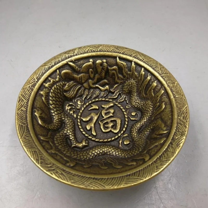 

Special Offer Antique Copper Dragon Bowl Double Dragon Bowl Brass Antique Small Bowl Small Plate Ornament Dragon Phoenix Bowl Im