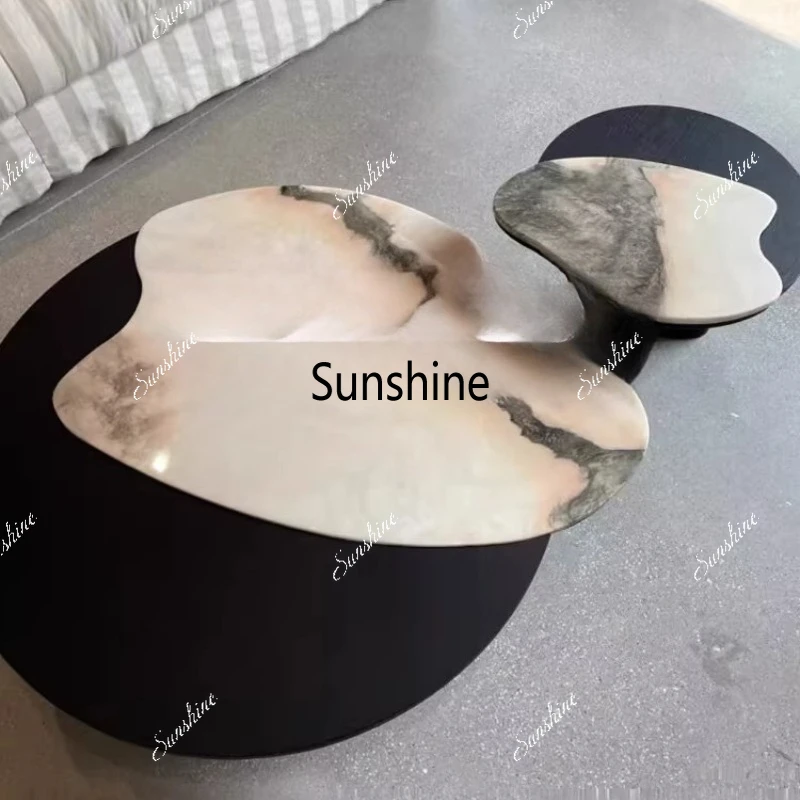 

Italian minimalist luxury stone coffee table combination living room special-shaped side table coffee table