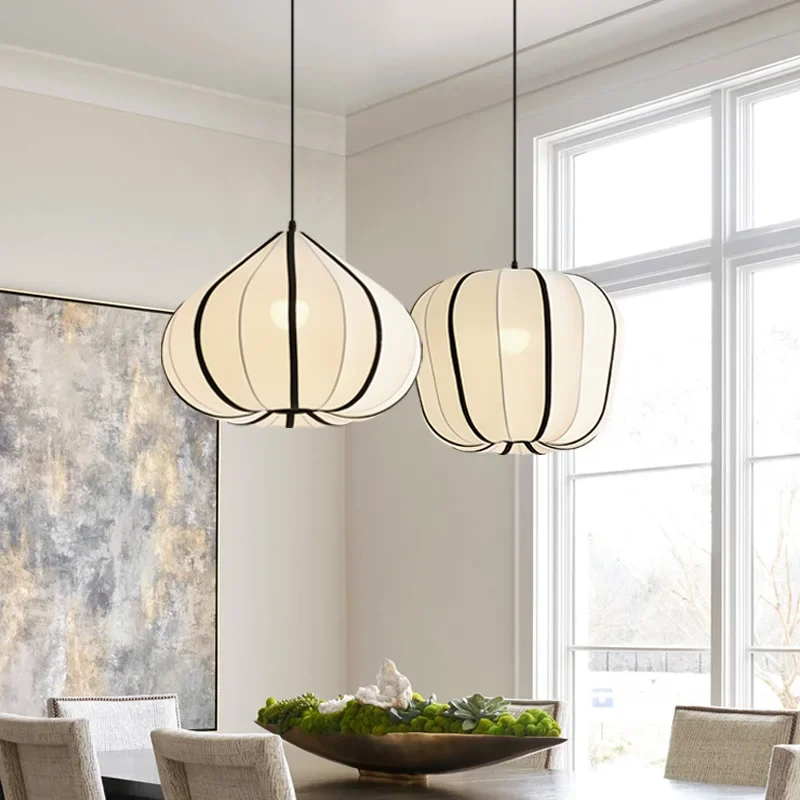 

Nordic Creamy Style Led E27 Pendant Lights Bar Droplight Hanging Lamp Dining Room Suspend Lamp White Fabric Chandelier Lamparas