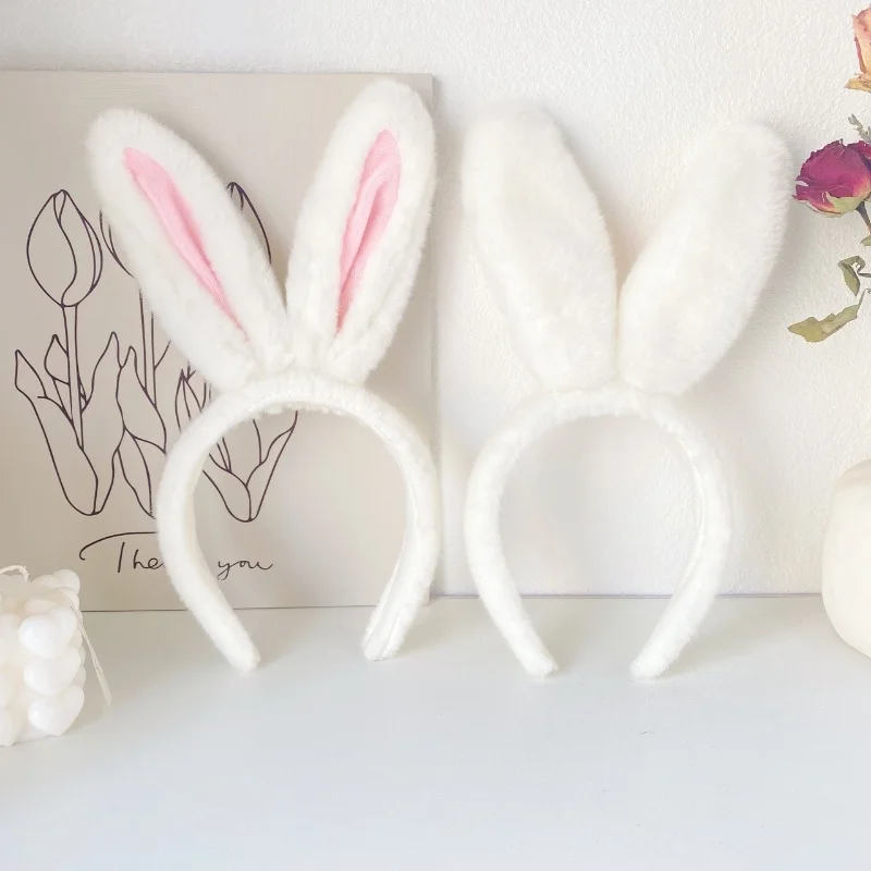 Rabbit Ear Hairband for Women Plush Headband Bunny Ears Hair Hoop Long Ears Headwear Bunny Headress Girls Cosplay Hair Accessory