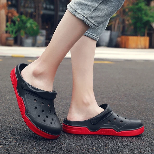New Men Sandals Crocks Summer Slippers Fashion Hole Shoes Crok Rubber Clogs Breathable Garden Shoes Classic Beach Flat Sandals AliExpress