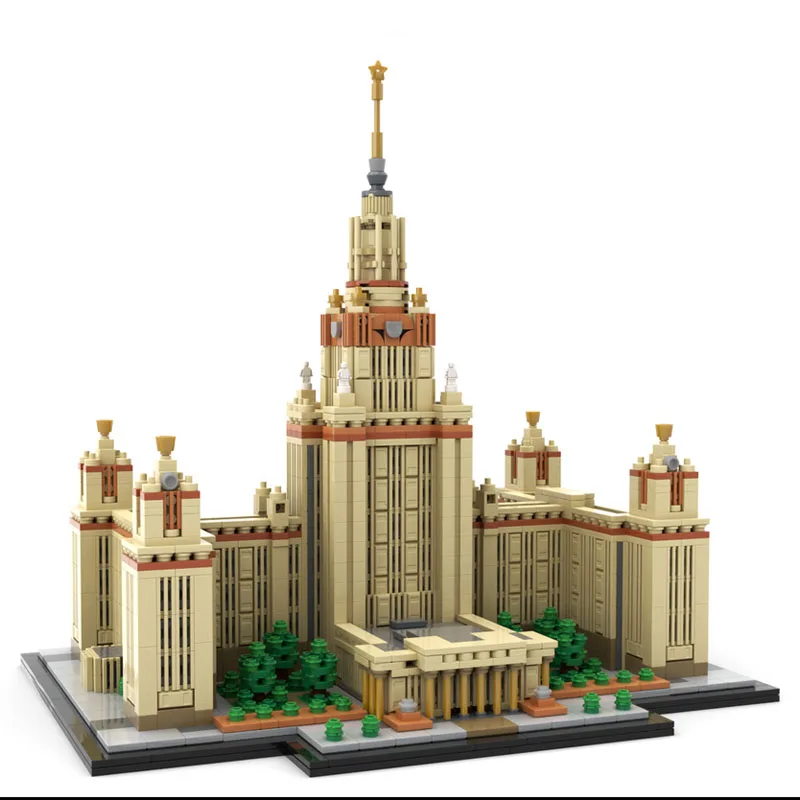 MOC-203389 Building Block Moscow State University Complex 1:800 Scale Model Cityscape Architecture Toys DIY Birthday Gifts