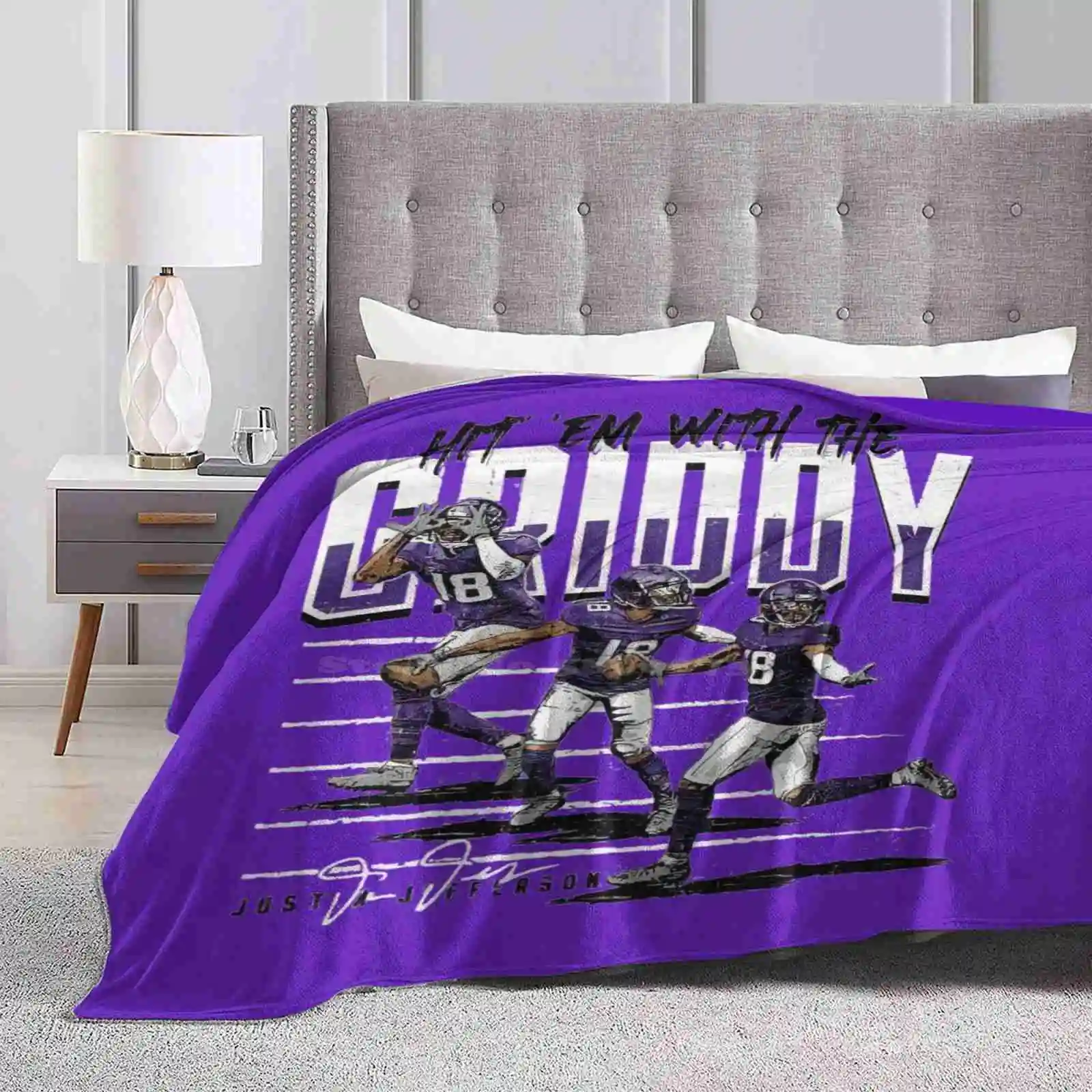 Griddy Dance Fashion Soft Warm Throw Blanket Justin Jefferson Football Sports Griddy Lsu Adam Thielen Band Touchdown Wide