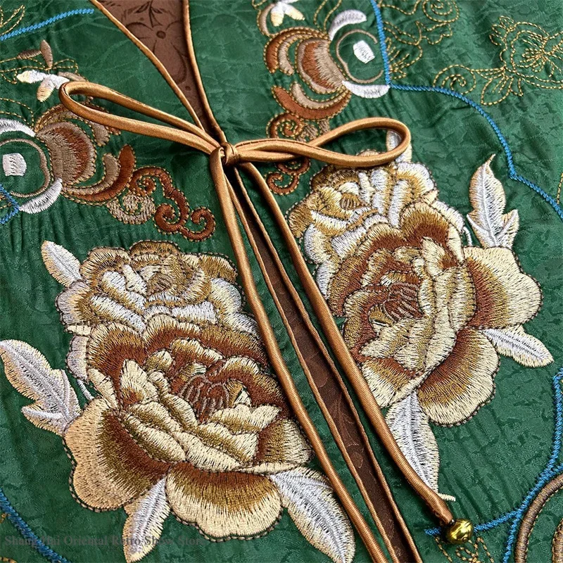 春の新作袍トップ中国風の重い刺繍女性ベストセクシーなディープ-v-ネックノースリーブチョッキ唐服ヴィンテージジャケット