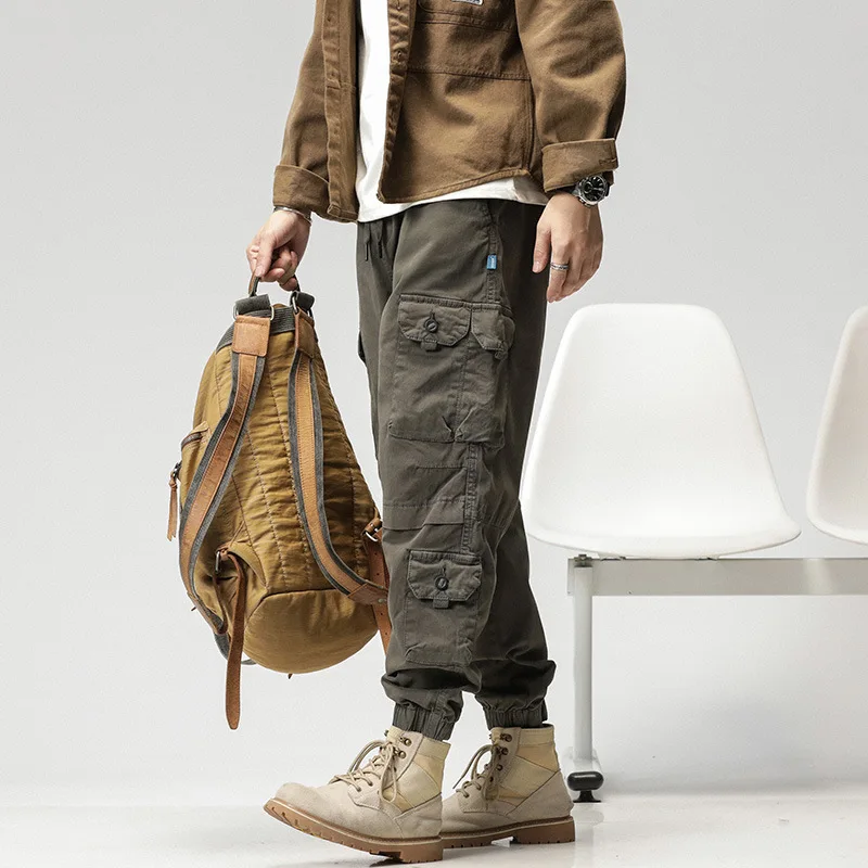 

Men’s Fleece-Lined Cargo Joggers Pants for Man,Elastic Casual Men Trousers,Multi-Pocket Work Pants for Autumn and Winter
