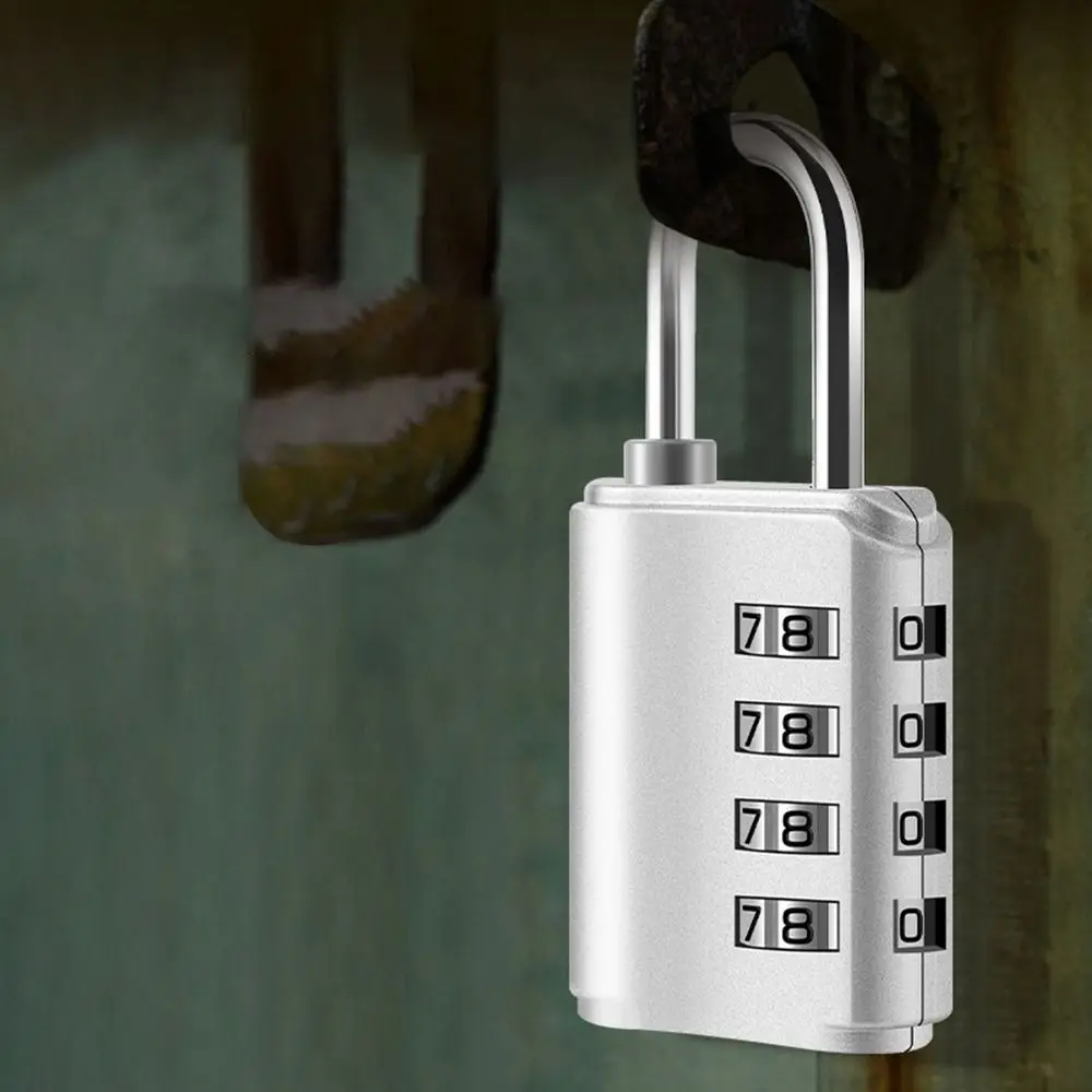 Waterproof Combination Lock with Key 4 Digit Password Lock Backpack Zipper Lock Dormitory Cabinet  Lock Luggage Padlock