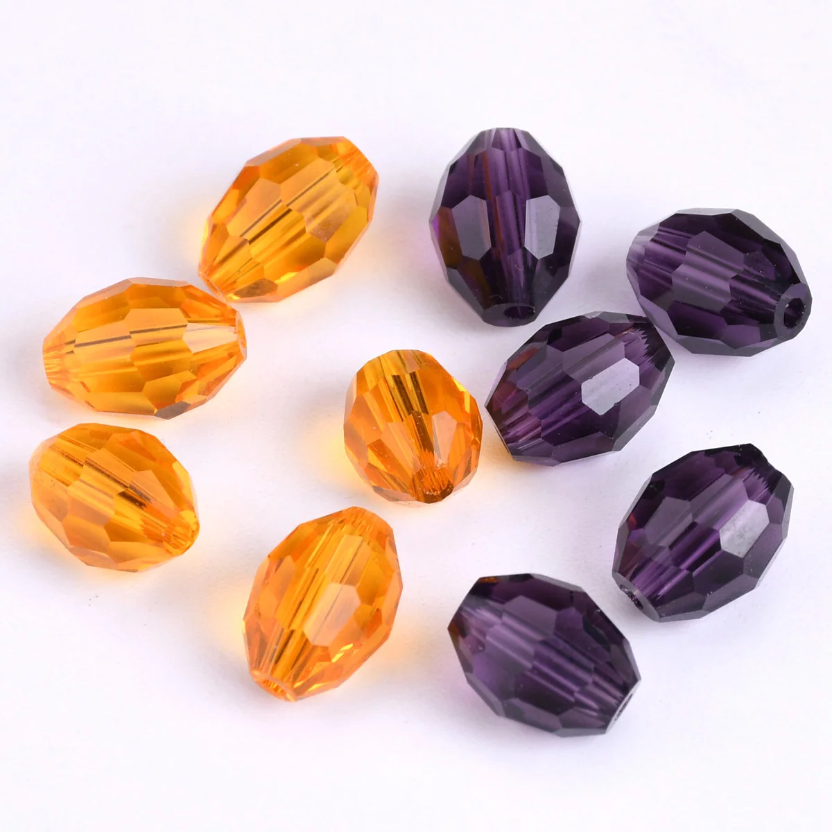 20pcs 10x8mm Oval Faceted Shape Orange/Violet Crystal Glass Loose Beads For Jewelry Making DIY Crafts Findings