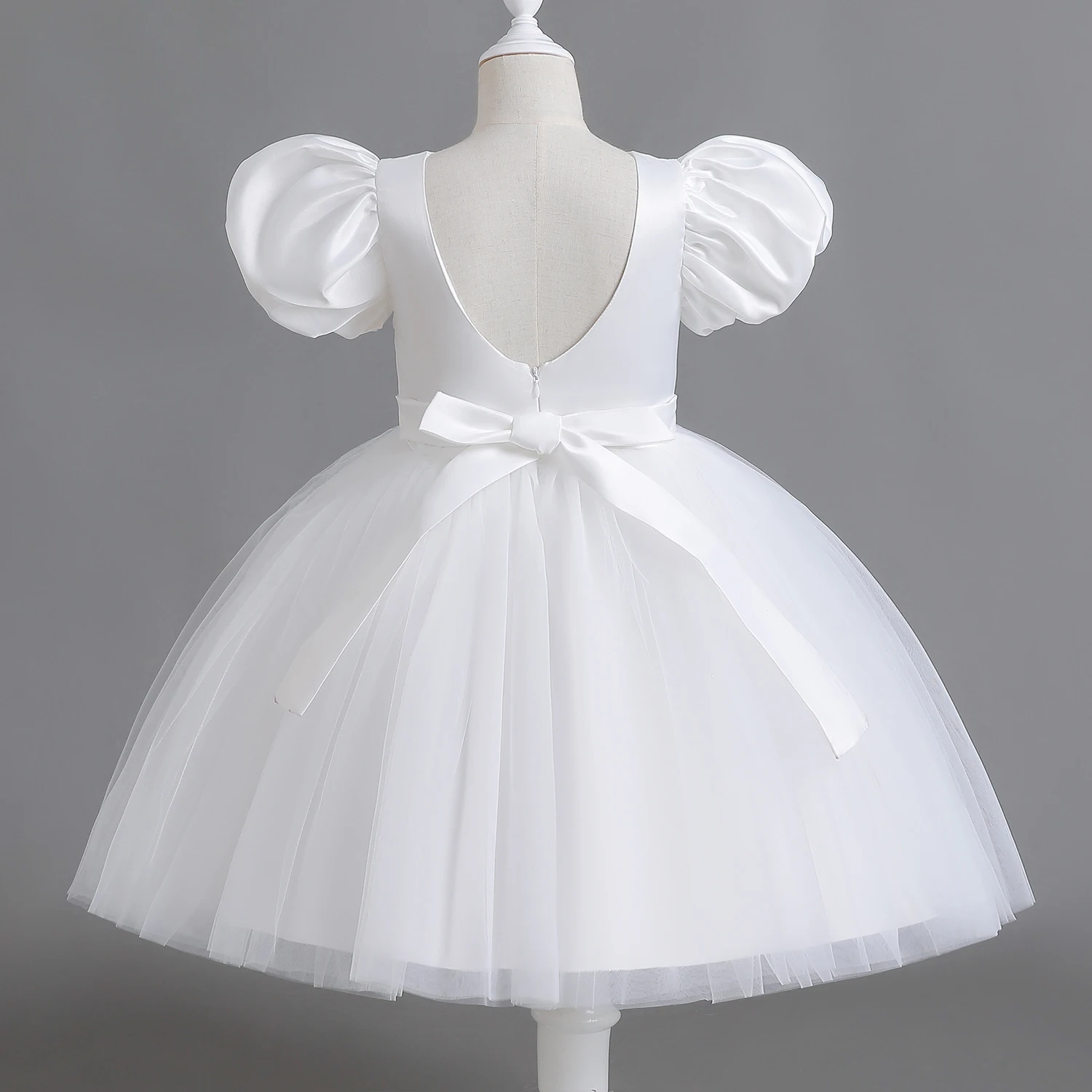 Party Princess Girls Dress Flower Girl Dresses for Wedding Ceremony Kids White 1st Communion Fluffy Clothes Birthday Prom Gown