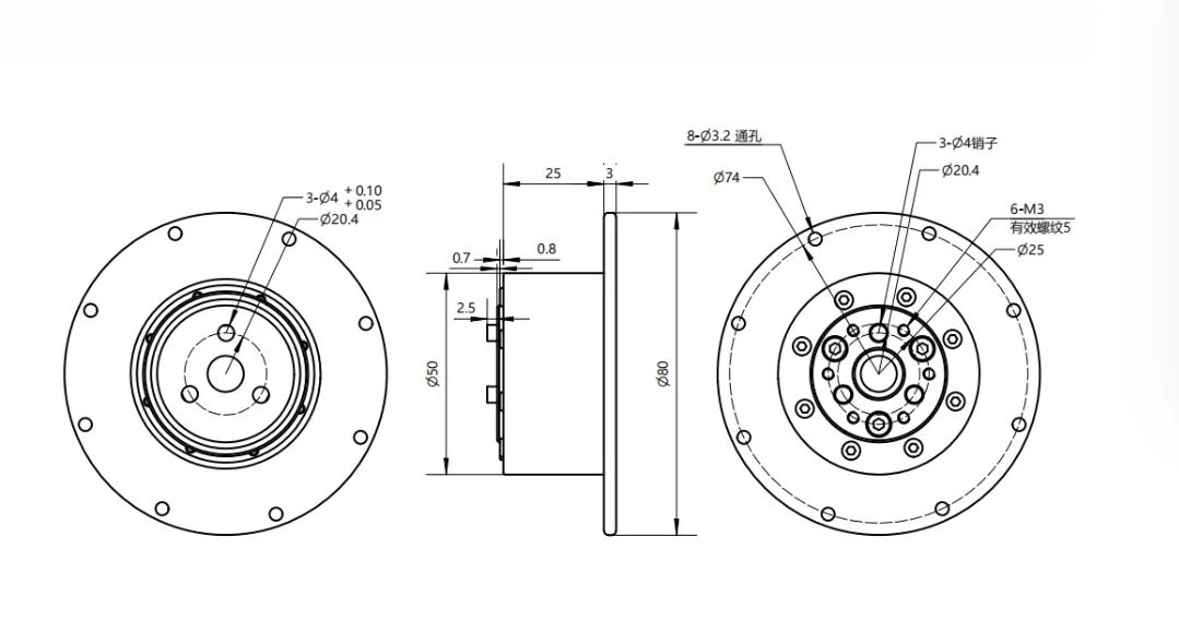 G8-60 planetary reducer is suitable for GIM6010-8 motor with a reduction ratio of 1:8