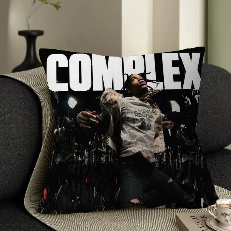 Federa per Cuscino Rapper T-Travis Scott, Regalo per Casa, Ufficio, Camera da Letto, Divano, Auto, 45x45cm
