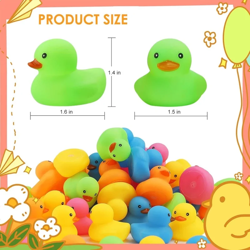 50 PCS Rubber Duck Bath Toys Multicolor Bath Ducks Bulk Float Duck Baby Bath Toy for Shower Birthday Party Favors Gift