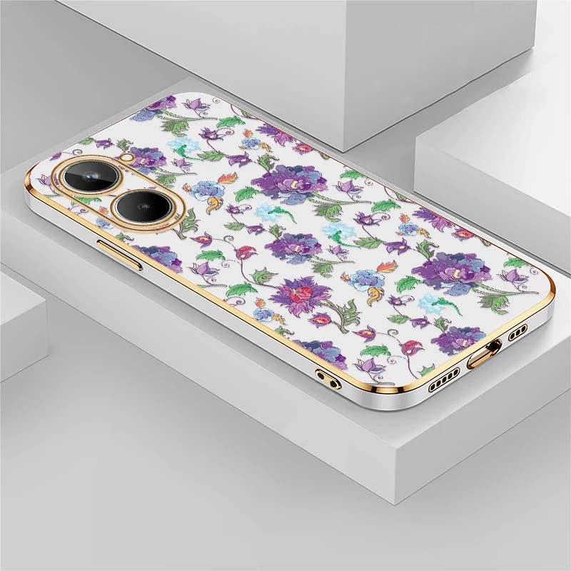 Funda de teléfono con diseño de flores de lujo para OPPO Realme 12 Pro Plus 9 Pro 9i 4G 12 5G 10 11, funda de silicona suave a prueba de golpes con revestimiento de TPU